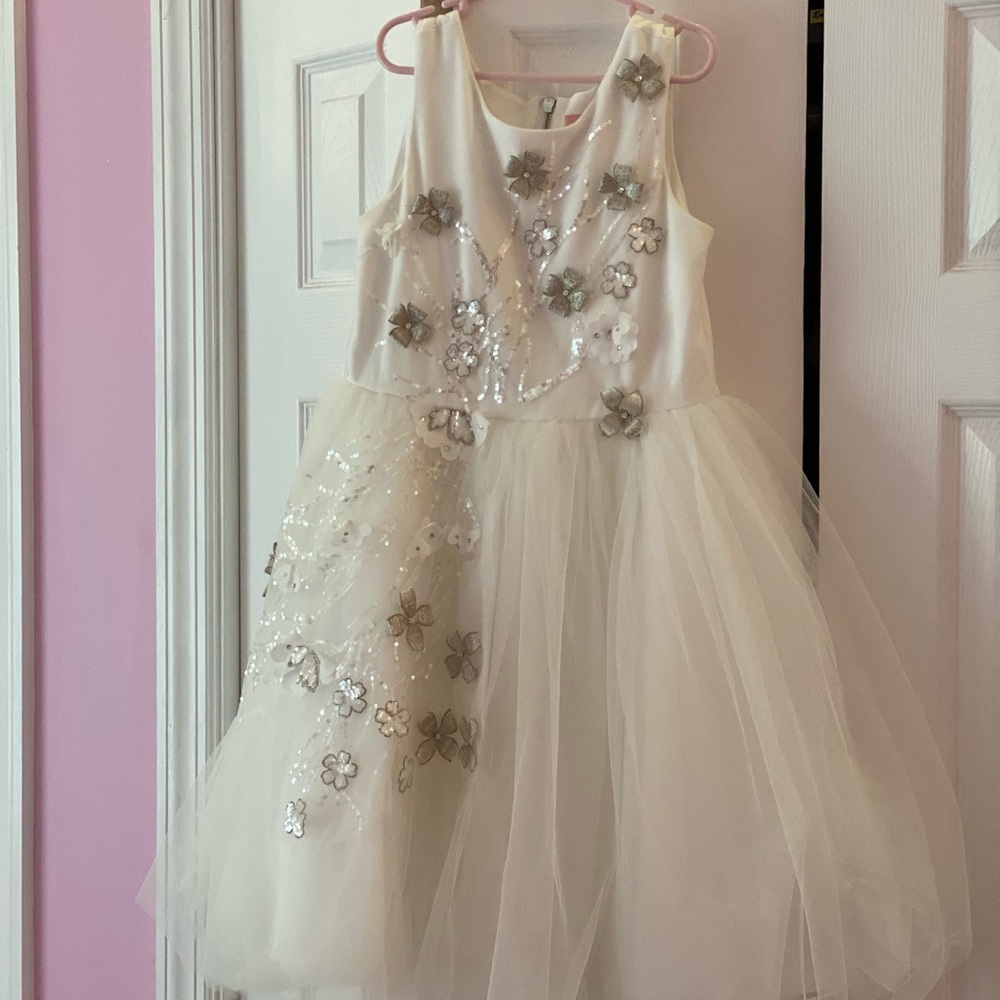 Girl’s Zoë Ltd White Embellished Dress Size 12